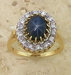 Star Sapphire Diamond Two-tone Gold Flower Ringstar 