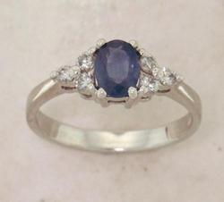 Ceylon Sapphire and Diamond 14K White Gold Ringceylon 