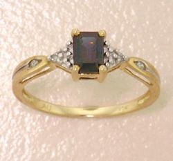 Emerald cut Sapphire and Diamond Gold Ringemerald 