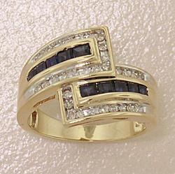 Princess Sapphire and Diamond 14K Gold Pass By Ringprincess 