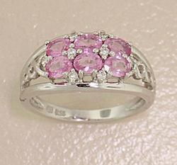 Oval Pink Sapphire and Diamond White Gold Ringoval 