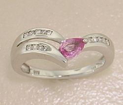 Pear Pink Sapphire and Diamond 14K White Gold Ringpear 