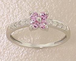 Pink Sapphire and Diamond 14K White Gold Flower Ringpink 