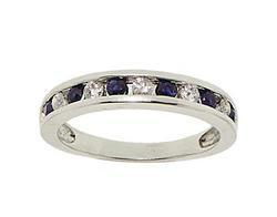 Sapphire and Diamond 14K White Gold Ringsapphire 