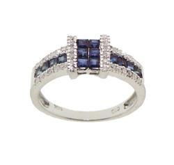 Sapphire and Diamond 14K White Gold Ringsapphire 