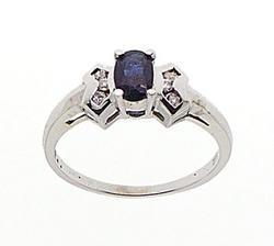 Sapphire and Diamond 14K White Gold Ringsapphire 