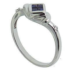 Sapphire Diamond and 14K White Gold Ringsapphire 