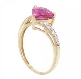 Yellow Gold Ring Created Hot Purple Sapphire & Diamondsyellow 