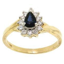 Pear Sapphire and Diamond 14K Gold Flower Ringpear 