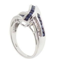 Sapphire and Diamond White Gold Ribbon Ringsapphire 