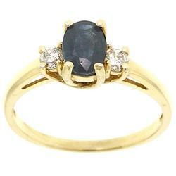 Oval Sapphire and Diamond 14k Gold Ringoval 