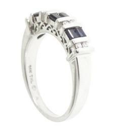 Baguette Sapphire and Diamond 14K White Gold Ringbaguette 