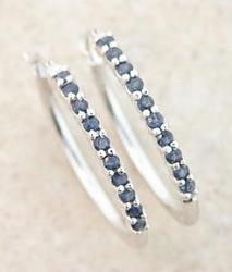 Large Sapphire and White Gold Hoop Earringssapphire 