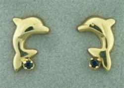 Gold and Sapphire Dolphin Earringsgold 