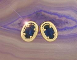 Sapphire Oval 14K Gold Stud Earringssapphire 