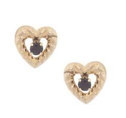 Sapphire Gold Heart Stud Earringssapphire 