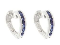 Sapphire White Gold Heart Hoop Earringssapphire 