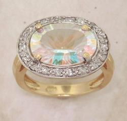 Radiant Sea Mist Topaz and Diamond 14K Gold Ringradiant 