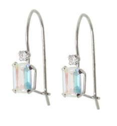 Octagon Sea Mist Topaz White Gold Dangle Hoop Earringsoctagon 