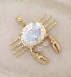 Sea Mist Topaz 14K Gold Crab Pendantsea 