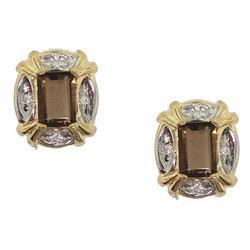 Emerald Cut Smokey Topaz Cubic Zirconia Gold Stud Earringsemerald 