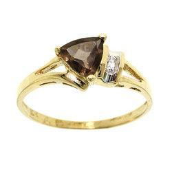 Trillion Cut Smokey Topaz Cubic Zirconia Gold Ringtrillion 