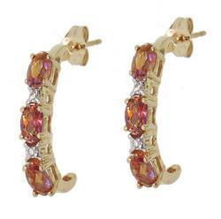 Oval Twilight Topaz and Diamond Gold J Hoop Earringsoval 