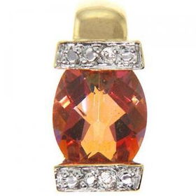 14KT Gold Sierra  Sienna Mist Topaz Diamond Pendantgold 