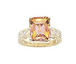 Emerald cut Twilight Topaz Diamond Gold Ringemerald 