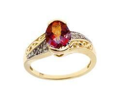 Oval Twilight Topaz and Diamond Genuine Gold Ringoval 