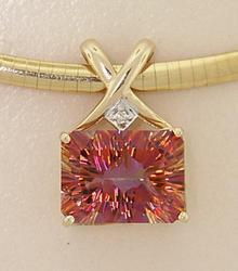 Emerald cut Radiant Twilight Topaz and Diamond Slide Pendantemerald 