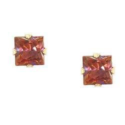 Princess Cut Twilight Mystic Topaz Gold Stud Earringsprincess 