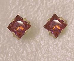 Princess Cut Twilight Topaz Gold Stud Earringsprincess 