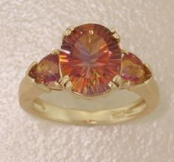 Radiant Oval & Trillion Mystic Fire Topaz 14K Gold Ringradiant 