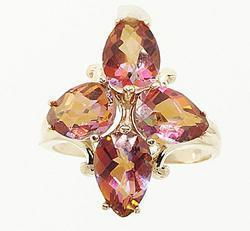 Pear cut Twilight Topaz Flower Gold Ringpear 