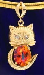 Twilight Topaz 14K Gold Cat Slide Pendanttwilight 