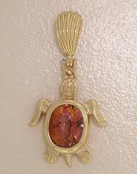 Twilight Topaz 14K Gold Turtle Pendanttwilight 