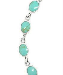 Oval Turquoise Sterling Silver 7' Braceletoval 