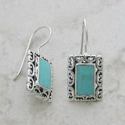 Ladies Turquoise Sterling Silver French Dangle Earringsladies 