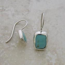 Ladies Turquoise Sterling Silver French Dangle Earringsladies 