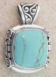 BIG TURQUOISE STERLING SILVER SLIDE PENDANTbig 