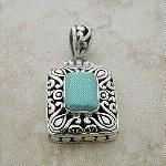 Ladies Turquoise Sterling Silver Decorative Pendantladies 