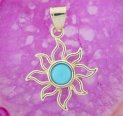 Ladies Turquose 14K Gold Sun Pendantladies 