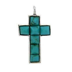 Turquoise Sterling Silver Cross Pendantturquoise 