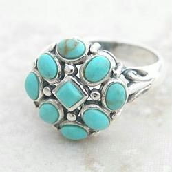 TURQUOISE SILVER GEMSTONE RING BANDturquoise 