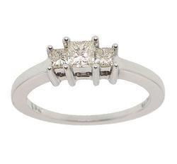 1/2 Carat 3 Stone Princess Cut Diamond 14K White Gold Past, Present, and Future Ringcarat 