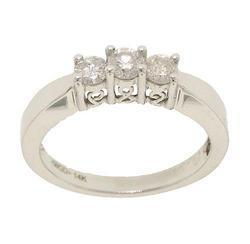 1/2 Carat 3 Stone Diamond 14K White Gold Past, Present, and Future Anniversary Ringcarat 