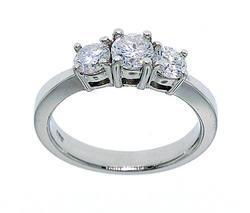 3 Stone 1 Carat Diamond and 14K White Gold Past, Present, and Future Ringstone 