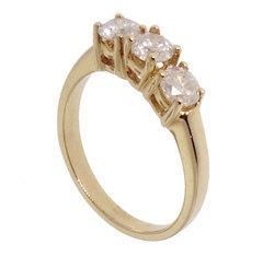 Three Stone 1.0cttw Diamond 14K Gold Anniversary Ringstone 