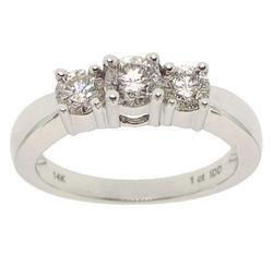 1 Carat 3 Stone Diamond 14K White Gold Past, Present, and Future Ringcarat 